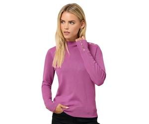 M&Co Petite Button Detail Turtle Neck Jumper - Women's Purple