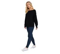 M&Co Women's Petite Button Sleeve Ribbed Jumper in Black | Size: 16-18 M&Co Black 16-18