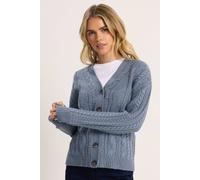 M&Co Women's Petite Cable Knit Cardigan in Blue | Size: 10-12 M&Co Blue 10-12