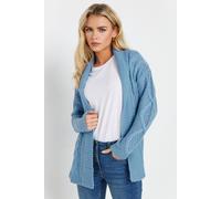 M&co Petite Cable Knit Cardigan In Blue Blue 12-14