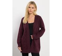 M&co Petite Cable Knit Cardigan In Purple Purple 16-18