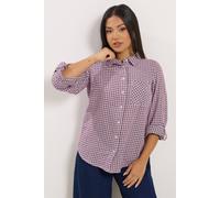 M&co Petite Check Cotton Shirt In Burgundy Burgundy 18