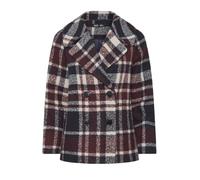 M&Co Women's Petite Check Peacoat in Red | Size: 14