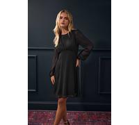 M&co Petite Chiffon Midi Dress In Black Black 8