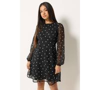 M&Co Women's Petite Chiffon Mini Dress in Black | Size: 14 M&Co Black 14