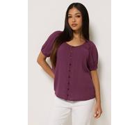 M&co Petite Crinkle Short Sleeve Blouse In Purple Purple