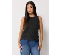 M&co Petite Crochet Cotton Sleeveless Top In Black Black