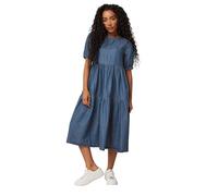 Petite Denim Tiered Dress M&Co Blue 14