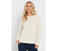 M&co Petite Diamond Cable Knit Jumper In White White 10-12