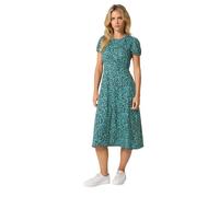 M&Co Women's Petite Ditsy Floral Midi Dress in Green | Size: 12