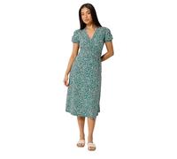 M&Co Petite Ditsy Floral Midi Wrap Dress - Women's Green