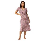 M&Co Petite Ditsy Floral Midi Wrap Dress - Women's Pink
