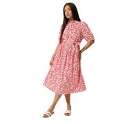 M&Co Petite Ditsy Floral Print Shirt Dress - Women's Red