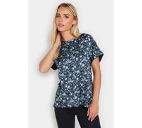 M&co Petite Ditsy Floral Print Top In Blue Blue 16
