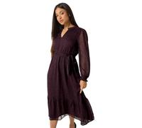 M&Co Women's Petite Ditsy Midi Dress in Purple | Size: 14 M&Co Purple 14