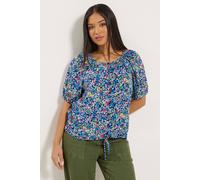 M&Co Women's Petite Ditsy Floral Tie Hem Blouse | Size: 10 M&Co Multicolor 10