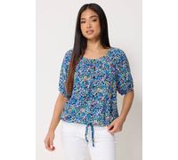 M&co Petite Ditsy Floral Tie Hem Blouse Multi