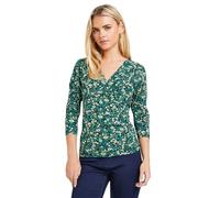M&Co Petite Ditsy Floral Wrap Top - Women's Green