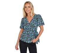 M&Co Petite Ditsy Print Wrap Blouse - Women's Black