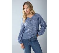 M&Co Women's Petite Dobby Blouse in Blue | Size: 12 M&Co Blue 12