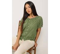 M&co Petite Dobby Button Blouse In Light Khaki Light Khaki