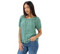 M&Co Women's Petite Dobby Button Up Blouse in Green | Size: 18 M&Co Green 18