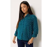 M&Co Women's Petite Dobby Shirt in Teal | Size: 18