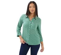 M&Co Women's Petite Printed Long Sleeve Shirt in Green | Size: 10 M&Co Green 10