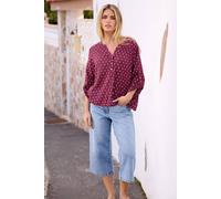 M&Co Women's Petite Dobby Notch Neck Shirt in Raspberry | Size: 12 M&Co Raspberry 12