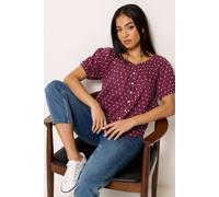 M&Co Women's Petite Dobby Short Sleeve Blouse in Wine | Size: 14 M&Co Wine 14