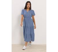 M&Co Women's Petite Dobby Tiered Maxi Dress in Blue | Size: 8 M&Co Blue 8