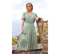 M&Co Women's Petite Dobby Tiered Maxi Dress in Light Green | Size: 12 M&Co Light Green 12