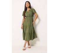 M&co Petite Dobby Tiered Maxi Dress In Light Khaki Light Khaki