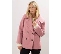 M&co Petite Double Breasted Boucle Jacket In Pink Pink 12