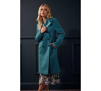 M&co Petite Double Breasted Coat In Teal Teal 18