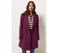 M&Co Women's Petite Double Breasted Midi Tailored Coat in Purple | Size: 12