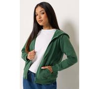 M&Co Women's Petite Essential Zip Through Hoodie in Dark Green | Size: 18