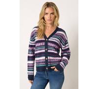 M&Co Women's Petite Fairisle V-Neck Cardigan in Purple | Size: 8-10 M&Co Purple 8-10