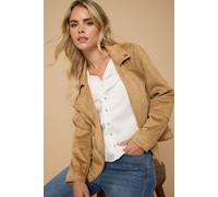 Petite Faux Suede Biker Jacket M&Co Brown 8