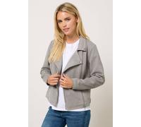 M&co Petite Faux Suede Biker Jacket In Grey Grey 14