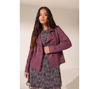 M&co Petite Faux Suede Biker Jacket In Purple Purple