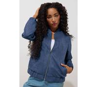 M&co Petite Faux Suede Bomber Jacket In Blue Blue 10