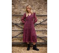 M&co Petite Floral Chiffon Midi Dress In Red Red