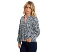 M&Co Petite Floral Cotton Long Sleeve Top - Women's Blue