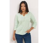 M&co Petite Floral Henley Top In Light Green Light Green 18