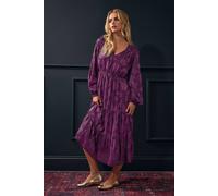 Petite Floral Jacquard Boho Dress M&Co Purple 8