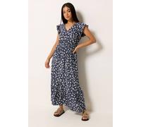 M&co Petite Floral Maxi Dress In Dark Navy Dark Navy 12