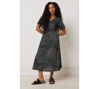 Petite Floral Midi Dress M&Co Black 10