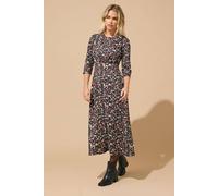 M&Co Petites Petite Floral Midi Dress - Women's Black