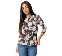 M&Co Petite Floral Print Mesh Crew Neck Top - Women's Brown